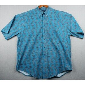 90s Cambridge Classic Mervyns Large Aqua Circle All Over Print Loose Fit Skater